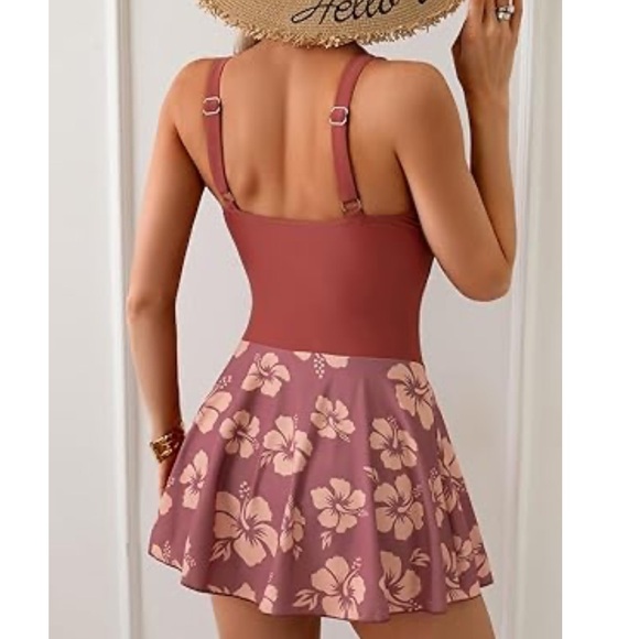 Eomenie One Piece Swimdress Swimsuits for Women Tummy Control Swim Dresses Skirt - Picture 3 of 10